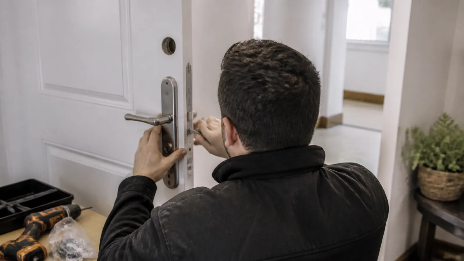 Instalación de cerradura en una puerta blanca, apertura y puesta a punto en Valladolid